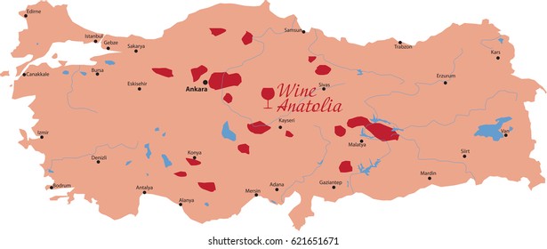 map wine anatolia in turkey