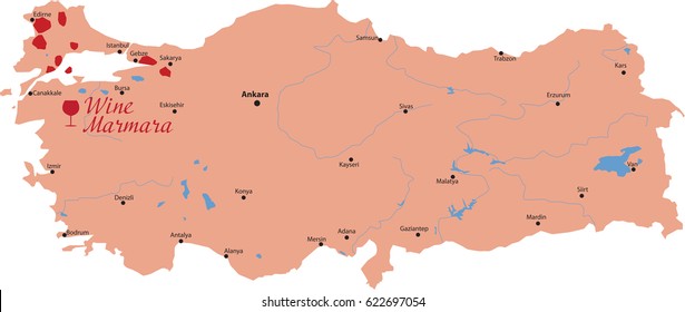 map wine marmara in Turkey