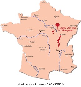 Map Wine Region Of Bourgogne