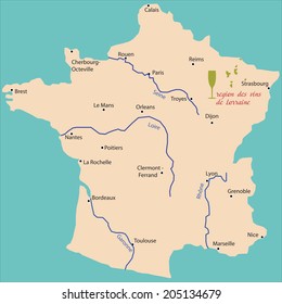 map wine region of Lorraine in France