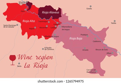 Map Wine Region Rioja In Spain