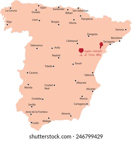 Map Wine Region Of Terra Alta In Spain