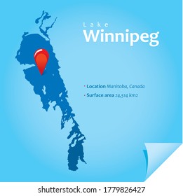 Map Of Winnipeg Lake Vector Illustration