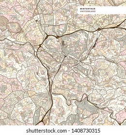 Map of Winterthur, brown colored version for Apps, Print or web backgrounds svg