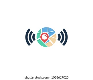 Map Wireless Icon Logo Design Element