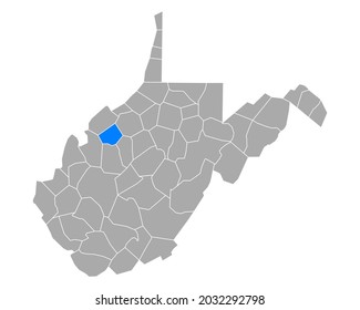 Map of Wirt in West Virginia on white background