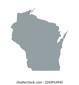 Map of the Wisconsin state in grey color isolated on white background. Vector illustration