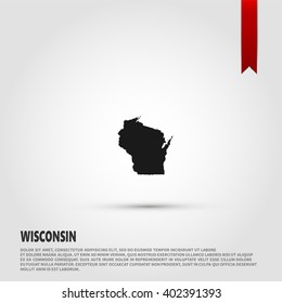 Map of the Wisconsin state. Vector illustration design element. Flat style design icon.