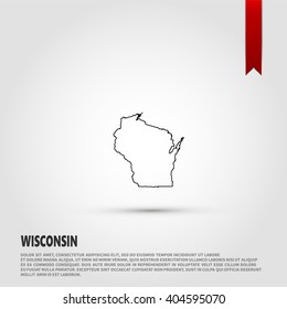 Map of the Wisconsin state. Vector illustration design element. Flat style design icon.