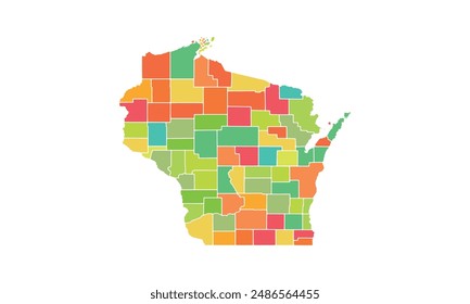 Map of the Wisconsin state.used for education,Travel worldwide, earth geography website layouts, background, Study geography,work in graphics.Suitable for tourists students and graphic design.