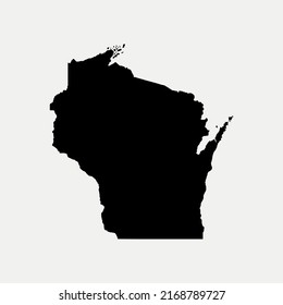 Map of Wisconsin - United States outline silhouette graphic element Illustration template design

