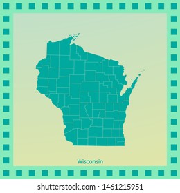 map of Wisconsin . vector illustration