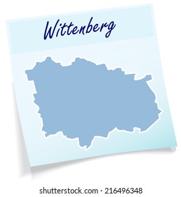 Map of Wittenberg as sticky note in blue