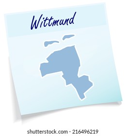 Map of Wittmund as sticky note in blue