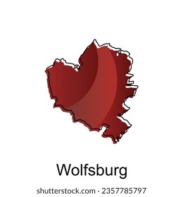 Karte von Wolfsburg, Design-Vorlage, Vektorgrafik von Karte Deutschland auf weißem Hintergrund