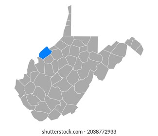 Map of Wood in West Virginia on white