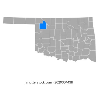 Map of Woodward in Oklahoma on white