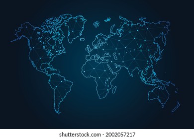 Map of world , Abstract mash line and point scales on dark background for your web site design map logo, app, ui,Travel. Vector illustration eps 10.