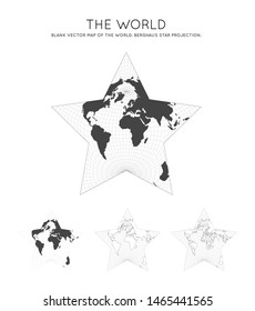 Map of The World. Berghaus star projection. Globe with latitude and longitude lines. World map on meridians and parallels background. Vector illustration.