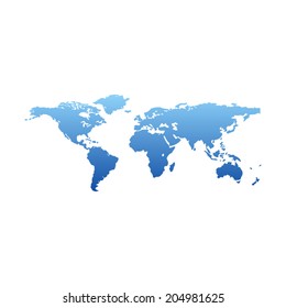 Map of the world - blue gradient silhouette over white background