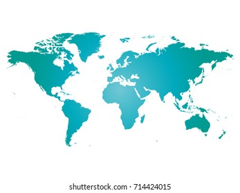 Map of World. Blue silhouette vector illustration with gradient on white background.