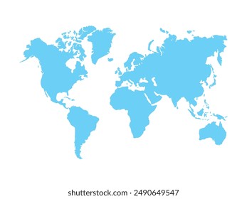 map of the world bluevector illustration isolated white background