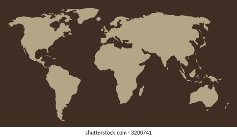 Map of World Brown