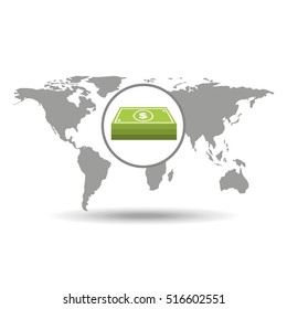 map world business stack bills design vector illustration eps 10