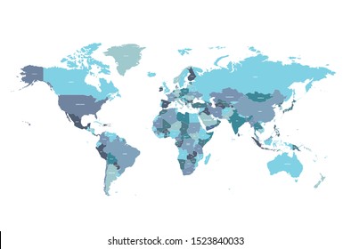 mapa del mundo por país. Mapa político de alto detalle con nombres de países. vector de mapa mundial.