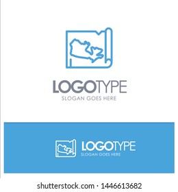 Map, World, Canada Blue outLine Logo with place for tagline