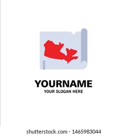 Map, World, Canada Business Logo Template. Flat Color. Vector Icon Template background