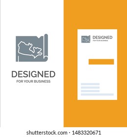 Map, World, Canada Grey Logo Design and Business Card Template