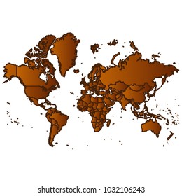 Map of World- Map of the city and each border separately. Brown Gold eps Vector Illustration 10