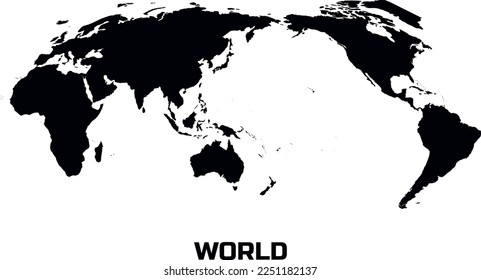 Map of WORLD countries in  black.  With the  caption of  the name of the country  " WORLD".