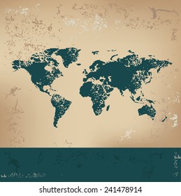 Map of the world design on old paper, grunge vector