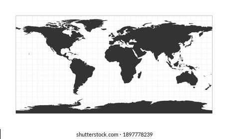 Map of The World. Equirectangular (plate carree) projection. Globe with latitude and longitude net. World map on meridians and parallels background. Vector illustration. svg
