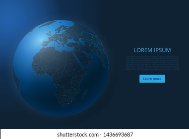 Map of world (Europe, Africa). A vector image of a global map in the form of world cities or a population density consisting of points, shapes, and space. The concept of the world wide web. Edited