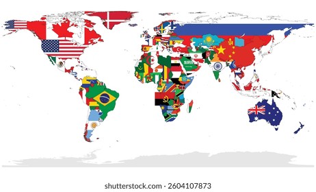 Map of the World with Flags High Quality Flag Clipart, Flag Icon, Vector Illustration, Premium Quality Digital Download