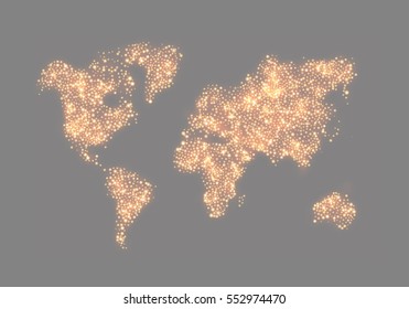 Map of the world in the form of circles. Vector illustration, infographics