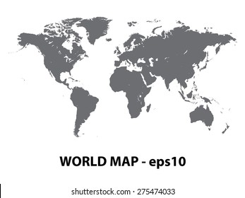 Map of the world full every continent