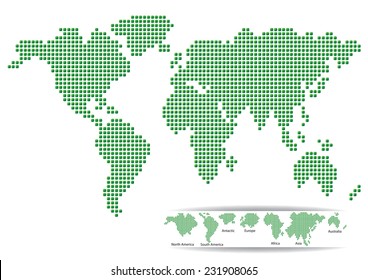 MAP of the World green design