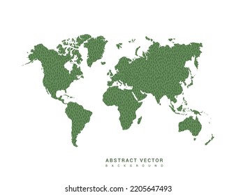 Map of World green simple outline. Stylized minimal line design vector.