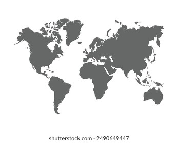 map of the world grey vector illustration isolated white background