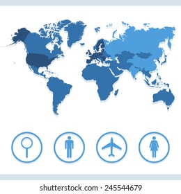 Map World icon great for any use. Vector EPS10.