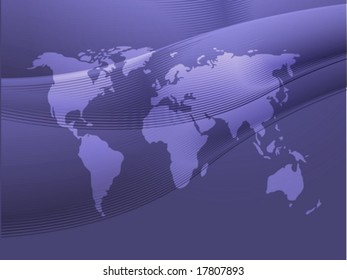 Map of the world illustration, with abstract curved lines