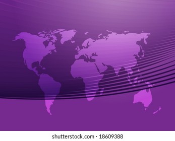 Map of the world illustration, with abstract curved lines