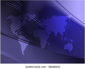 Map of the world illustration, with abstract curved lines