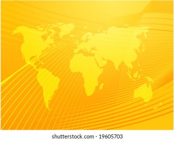 Map of the world illustration, with abstract curved lines