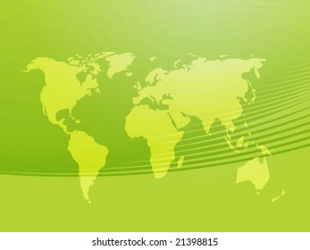 Mapa de la ilustración mundial, con líneas curvas abstractas
