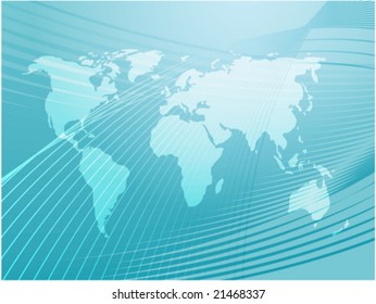 Karte der Weltgrafik mit abstrakten, gekrümmten Linien